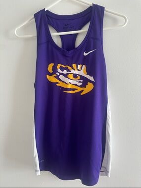 Nike Purple Athletic Tank with Yellow Tiger Eye Graphic